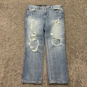 J. Crew Jeans Womens 31 Regular Blue Vintage Straight Medium Wash Distressed